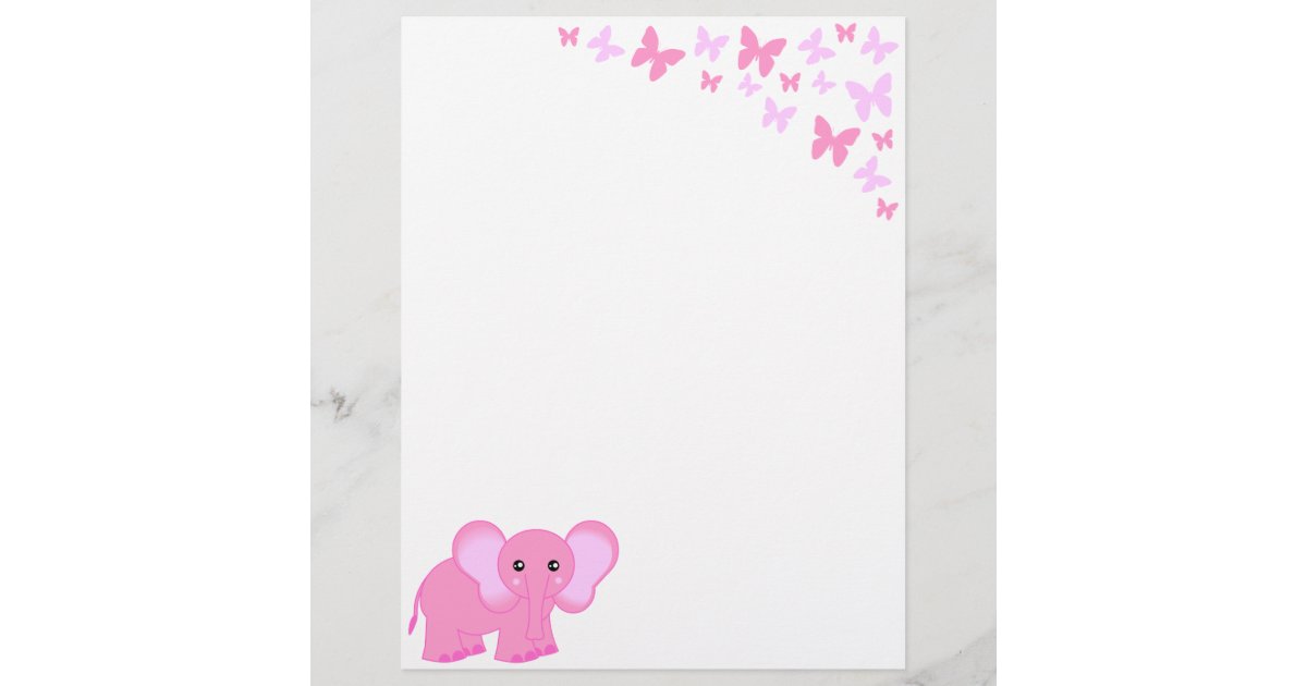Papier Elephant De Bebe Et En Tete De Lettre Roses Zazzle Ca