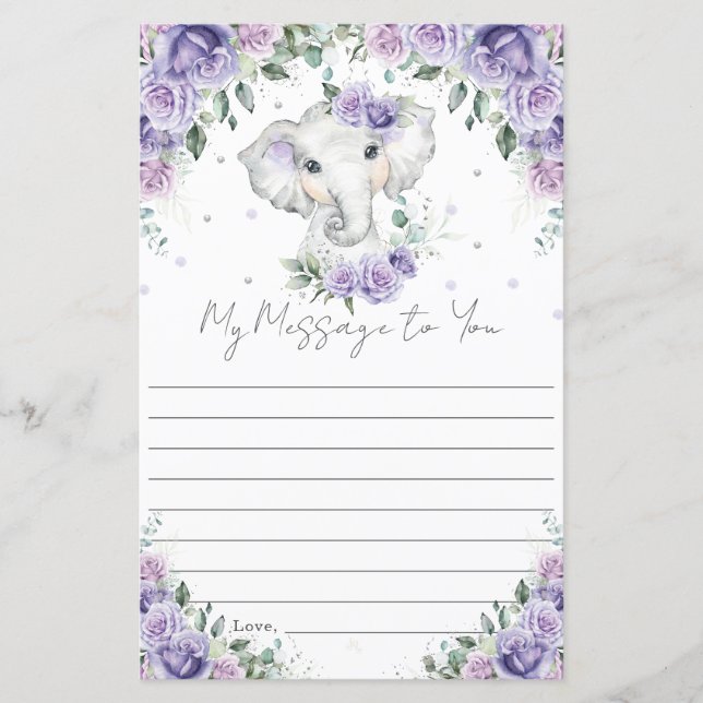 Papier Eléphant Floral Violet Message Capsule Anniversair (Devant)