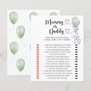 Papier Elephant - maman ou papa jeu de baby shower