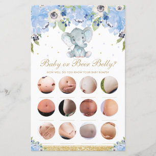 Papier Éléphant mignon à fleurs bleues bébé ou jeu de ven