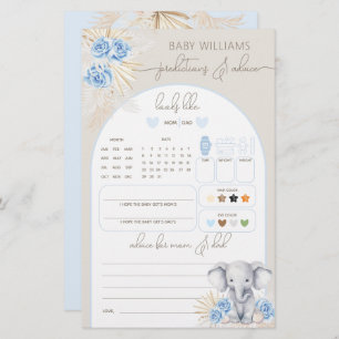 Papier Elephant Oh Boy Safari Baby shower de prédiction J