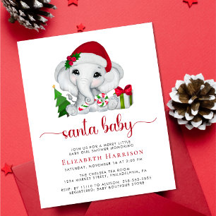 Papier Elephant Père Noël Baby Girl Shower Invitation