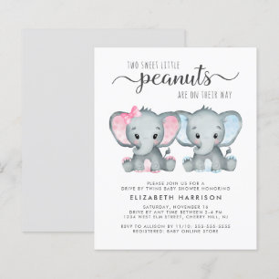 Papier Elephant Twin Baby Boy Girl Drive Par Invitation D