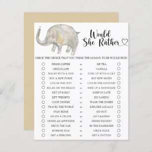 Papier Elephant / Voudrait-Elle Plutôt Baby shower Jeu