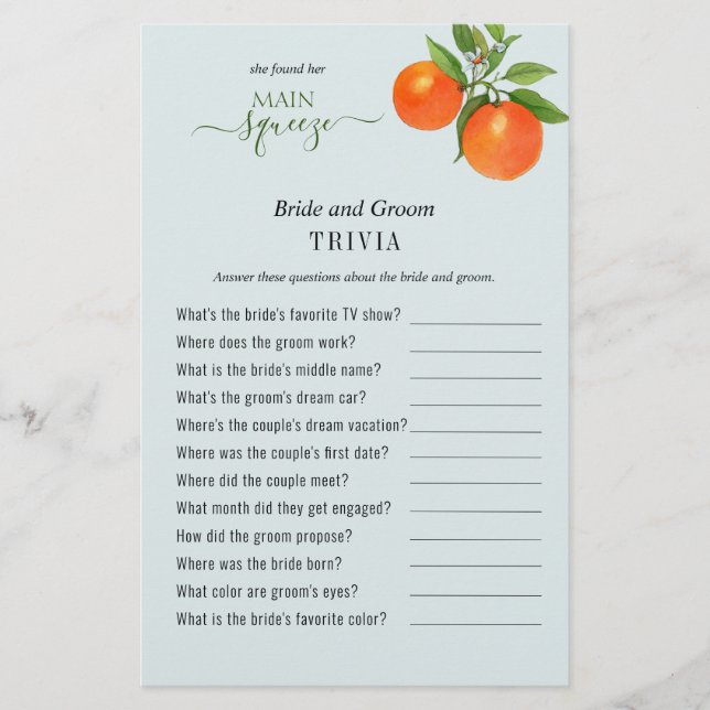 Papier Elle a trouvé son principal squeeze Douche Trivia  (Devant)