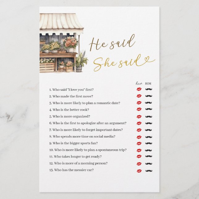 Papier Elle est hors du marché Il a dit qu'elle a dit jeu (Devant)