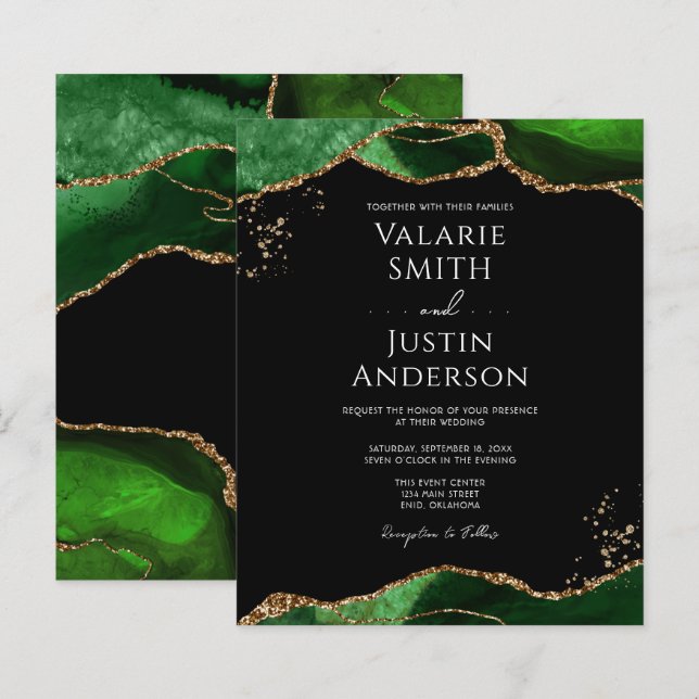 Papier Emerald Green Agate Mariage du budget (Devant / Derrière)