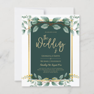 Papier Emerald Green Gold Wedding Invitations numérique