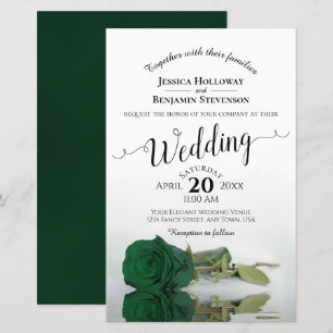 Papier Emerald Green Rose Faire-part de mariage BUDGET