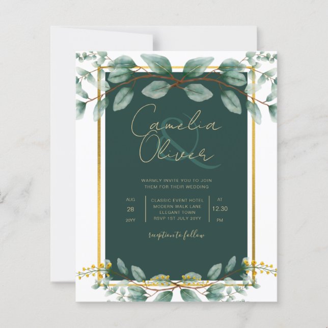 Papier Emerald Greenery Mariage Botanical Nature Invitati (Devant)