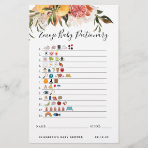 Papier Emoji Pictionary   Jeu Baby shower