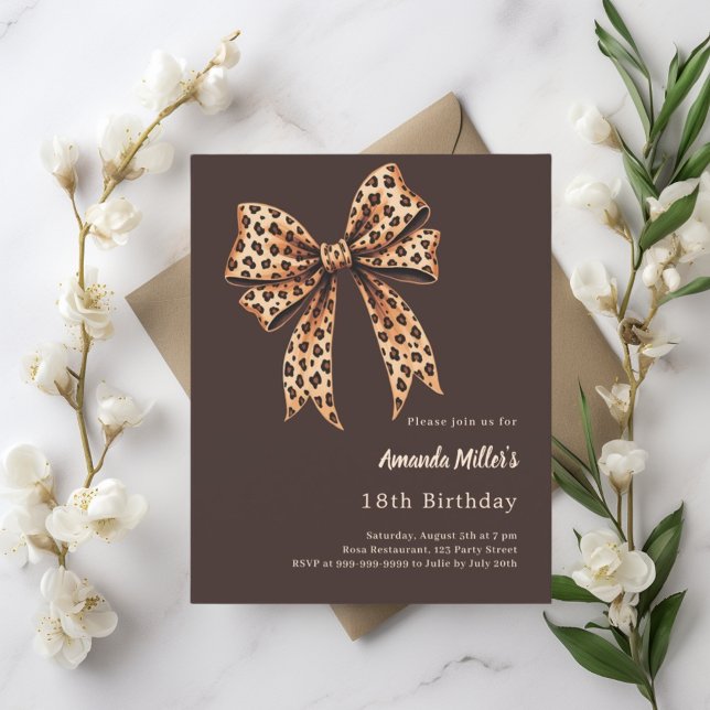 Papier Empreinte de léopard arc-brun invitation d'anniver (Créateur téléchargé)
