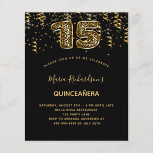 Papier Empreinte de léopard en or noir Quinceanera