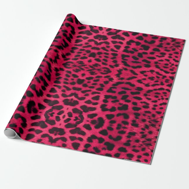 papier empreinte de léopard rose chaud pour cadeau (Déroulé)
