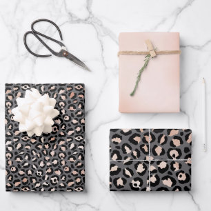 Papier Empreinte de léopard Rose Gris Beige Pêche