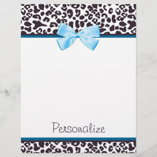Papier Empreinte de léopard tendance et ruban bleu avec n