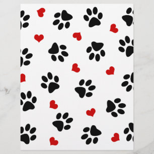 Papier Empreintes de pattes et coeurs