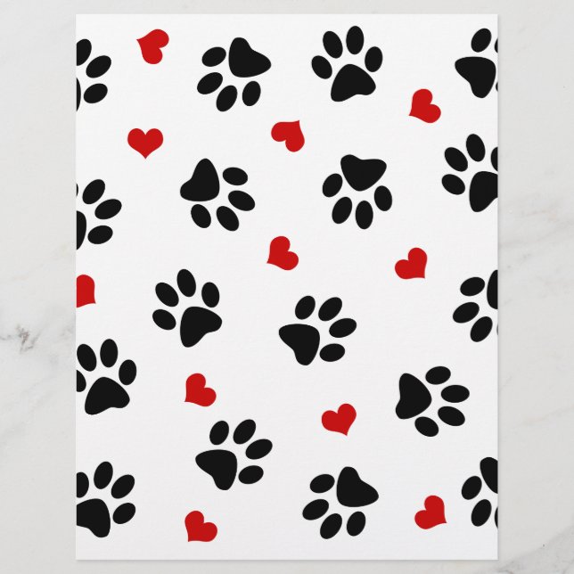 Papier Empreintes de pattes et coeurs (Devant)