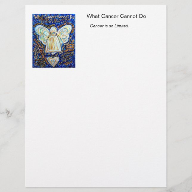 Papier en-tête bleu et or Ange Cancer (Devant)