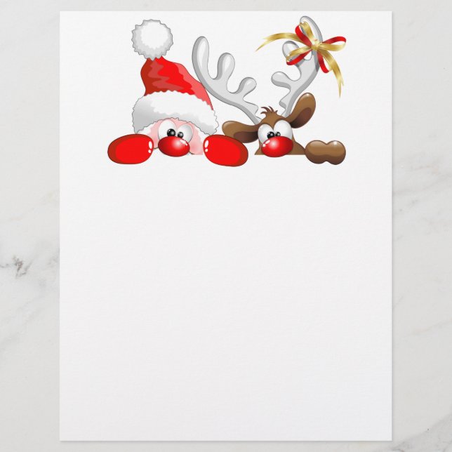 Papier En-tête de dessin animé Père Noël et Reindeer (Devant)