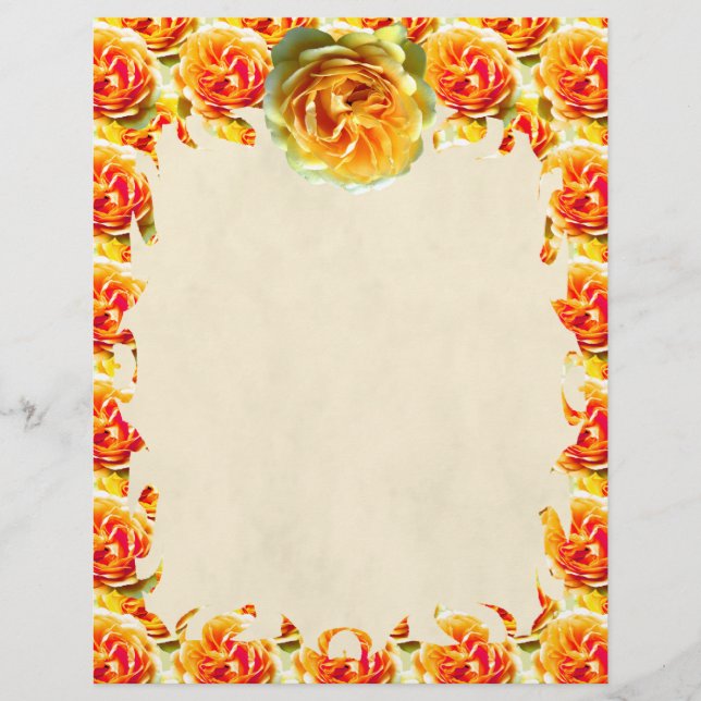 Papier En-tête de la flamme en fleurs de rose jaune (Devant)
