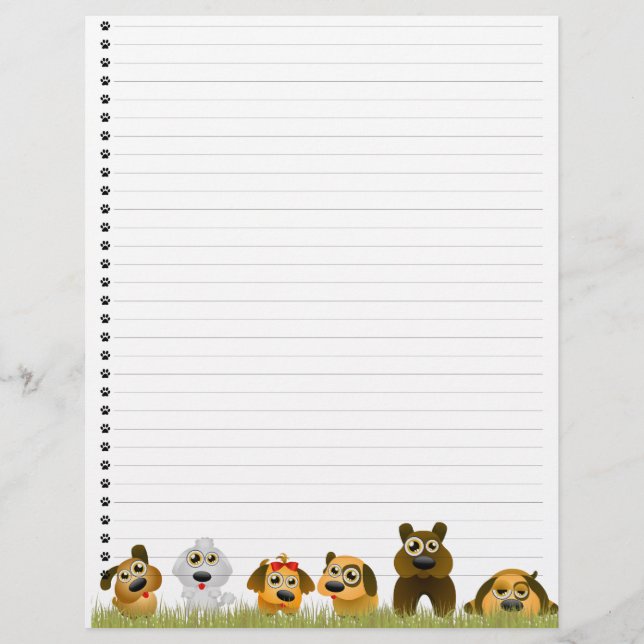 Papier En-tête de la lettre à linge de chiens mignons (Devant)