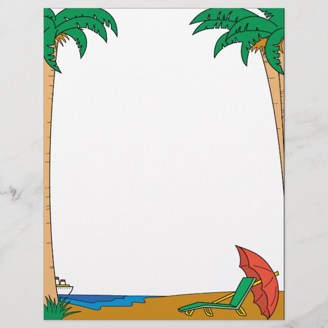 Papier En-tête de la lettre de vacances Tropical Beach (Devant)