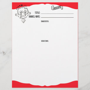 Papier En-tête de la recette casquette du chef doodle de