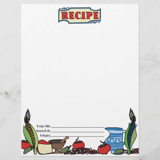 Papier en-tête de la recette mexicaine des aliments du su (Devant)