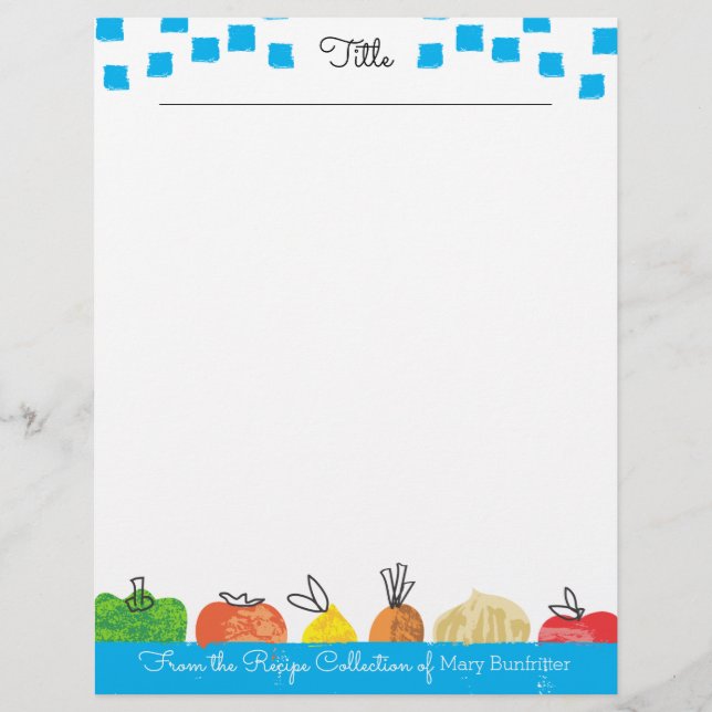 Papier En-tête de la recette personnalisée aux légumes de (Devant)