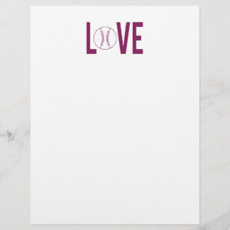 Papier En-tête de lettre d'amour de baseball