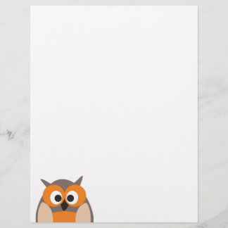 Papier En-tête de lettre de hibou de dessin animé drôle q