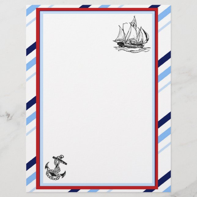 Papier En-tête de lettre navire et Ancre nautique (Devant)