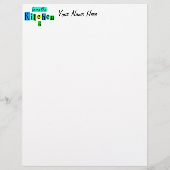 Papier En-tête de lettre personnalisée de la cuisine des  (Devant)