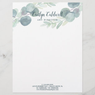 Papier En-tête de lettre vert et d'art eucalyptus