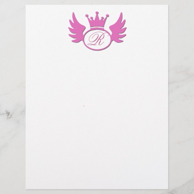 Papier En-Tête De Lettres Tiara Rose Ajoutez Votre Monogr (Devant)