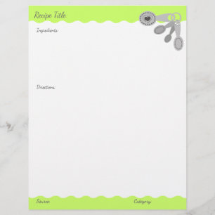 Papier En-tête de recette de cuillères de mesure de coule
