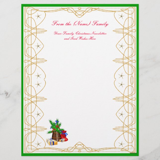 Papier En-tête du bulletin de Noël de la famille (Devant)