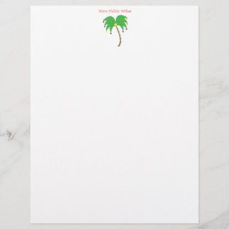 Papier En-tête du palmier, "Chaleureux voeux de vacances"
