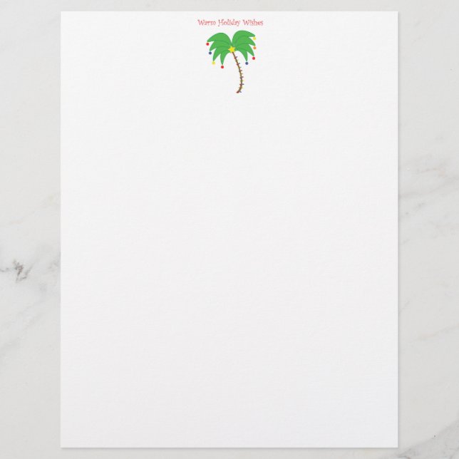 Papier En-tête du palmier, "Chaleureux voeux de vacances" (Devant)