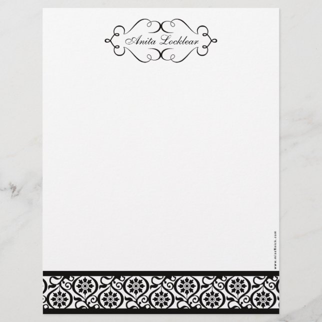 Papier En-tête noir et blanc élégant (Devant)