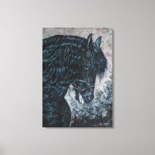 Papier en toile du Cheval friésien noir
