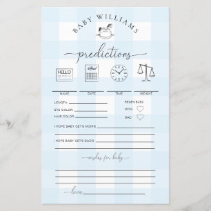 Papier En vichy bleu Rocse Cheval Baby Predictions Jeu