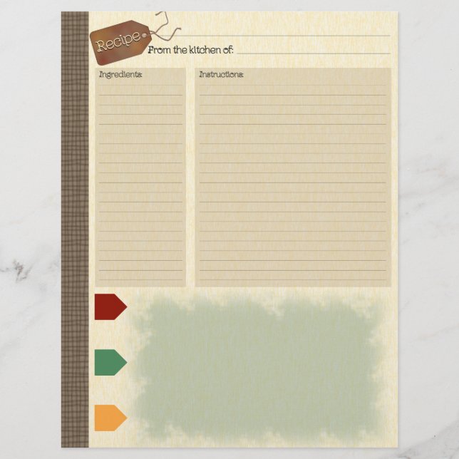 Papier Encarts de recettes pour classeur de recettes (Devant)
