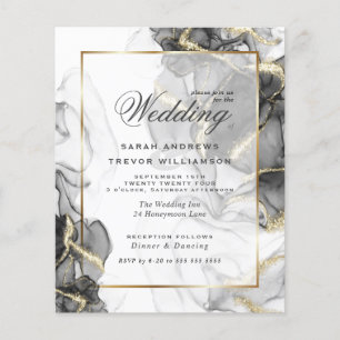 Papier Encre d'alcool d'or noir élégant Mariage budget