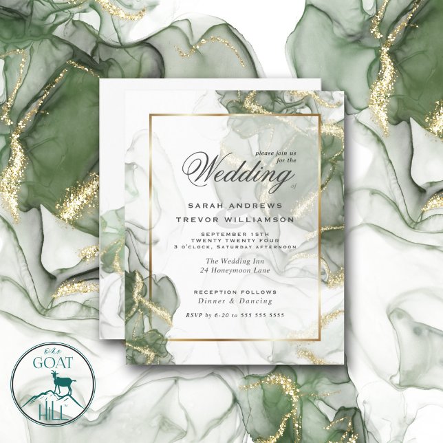 Papier Encre verte du Mariage d'or de l'argent coulé (Créateur téléchargé)