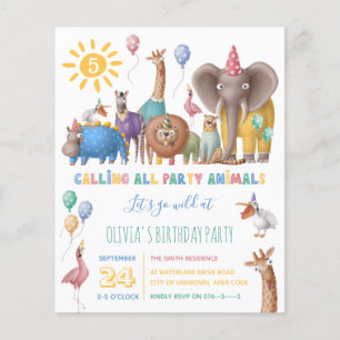 Papier Enfant Wild Party Animal Safari Anniversaire Invit