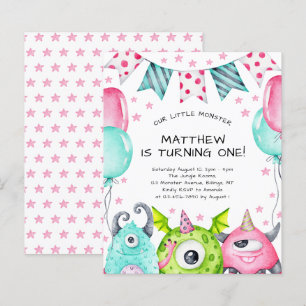 Papier Enfants mignons Monstres Anniversaire Fête Invitat