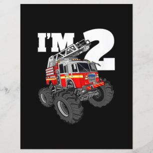 Papier Enfants Monster Fire Truck 2e anniversaire garçon