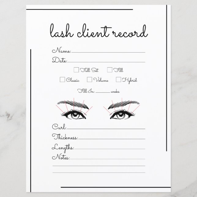 Papier Enregistrement client Lash du logo du script de bo (Devant)